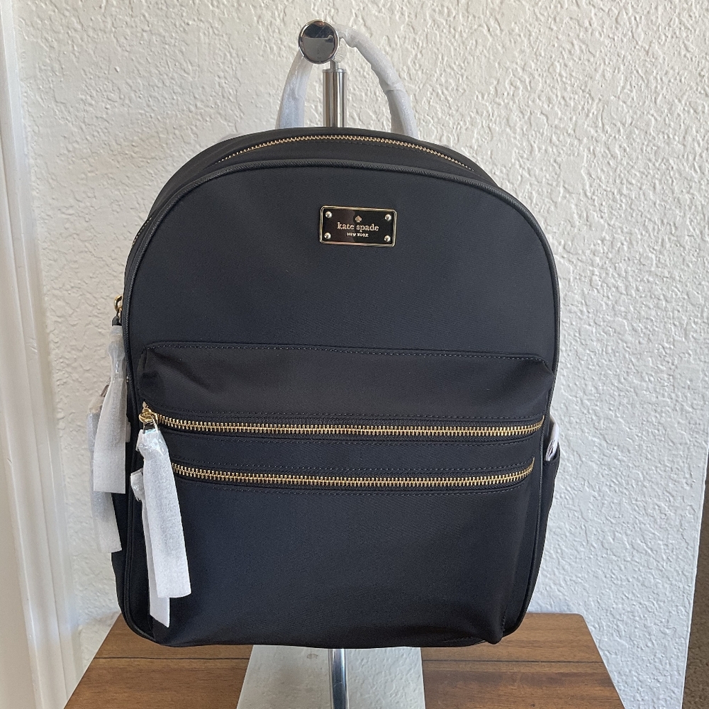 Black Backpack with Gold Accents
